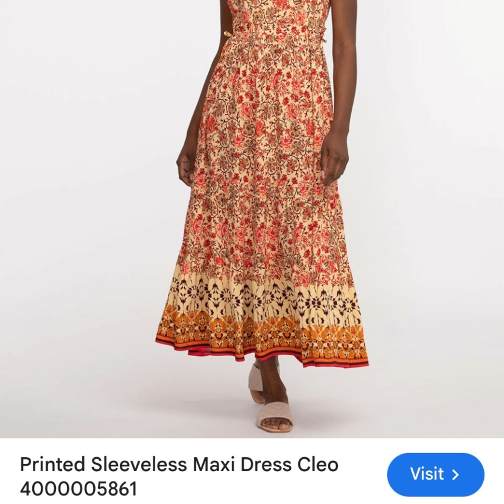 Cleo Sleeveless Red and Cream Maxi Sundress - Picture 3 of 9